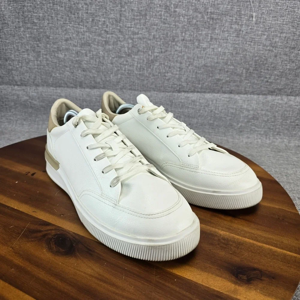 Zara Mens Low Top Sneakers White Tan Minimalist Lace Up 2201/921/001 EU 43 US 10